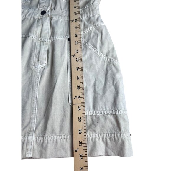 Miou Muse Utility Style Beige Cotton Romper With Button Front Pockets Medium - Picture 4 of 14